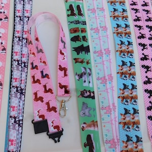 Cute Dogs 3 -  - ID Lanyard, Lightweight Single Sided Grosgrain Ribbon, Breakaway Clasp, Swivel Lobster Claw, Adult Child Sizes