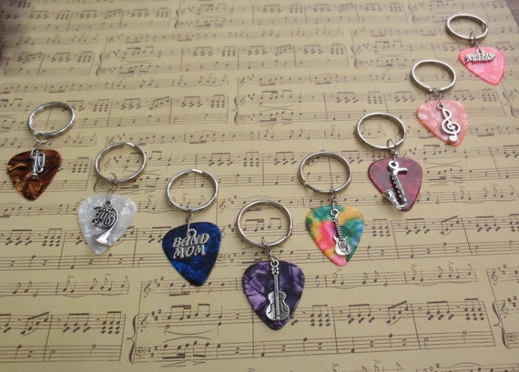 Music Note-Guitar 2pc Set PendantNecklaceKeychain YOUR CHOICE