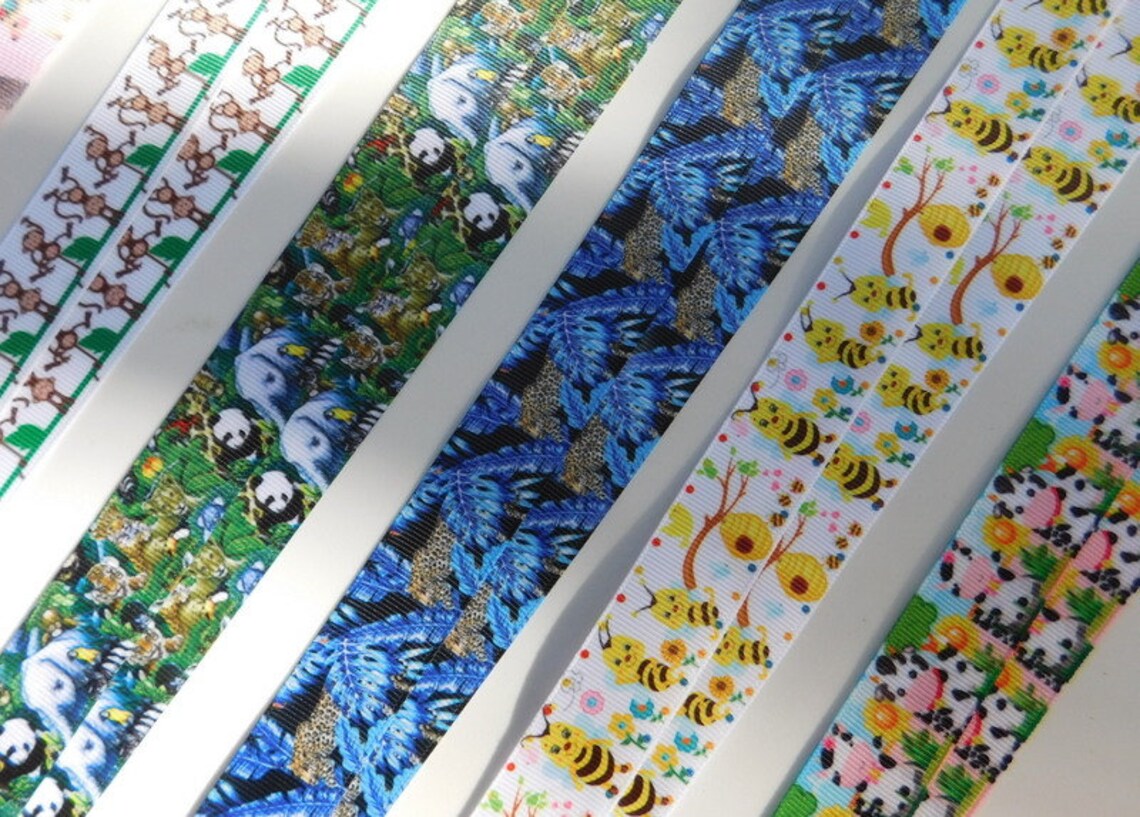 3 Yards - Cute Wildlife 2 Animals - Grosgrain Ribbon - Your Choice ...