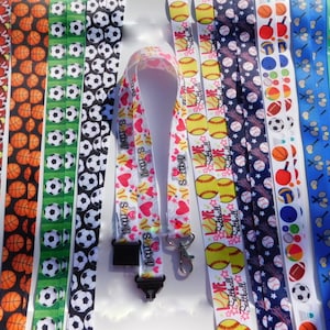 Voetbal, sportballen - ID-sleutelkoord - basketbal, honkbal, softbal, tennis, golf - enkelzijdig grosgrain lint