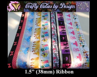 1.5" Ribbon - Dance & Gymnastics - Bows, Ballet Shoes, Dresses, Princess, Ballerinas - 38mm Grosgrain Ribbon Single Sided