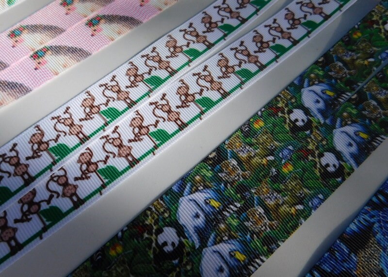 3 Yards - Cute Wildlife 2 Animals - Grosgrain Ribbon - Your Choice ...