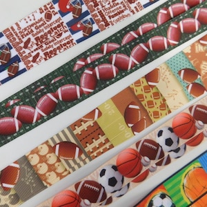 3 mètres - Football Basketball Baseball Mom - Sports - Ruban gros grain - Style au choix - Simple face 7/8", 1"