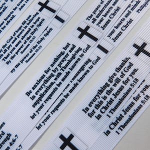 3 Yards Christian Scripture #2  - Single Sided Grosgrain Ribbon - 7/8" 22mm
