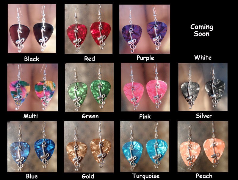 打楽器 衣装 アクセサリー Eighth Music Note Treble Clef Earrings, Musical Guitar Pick