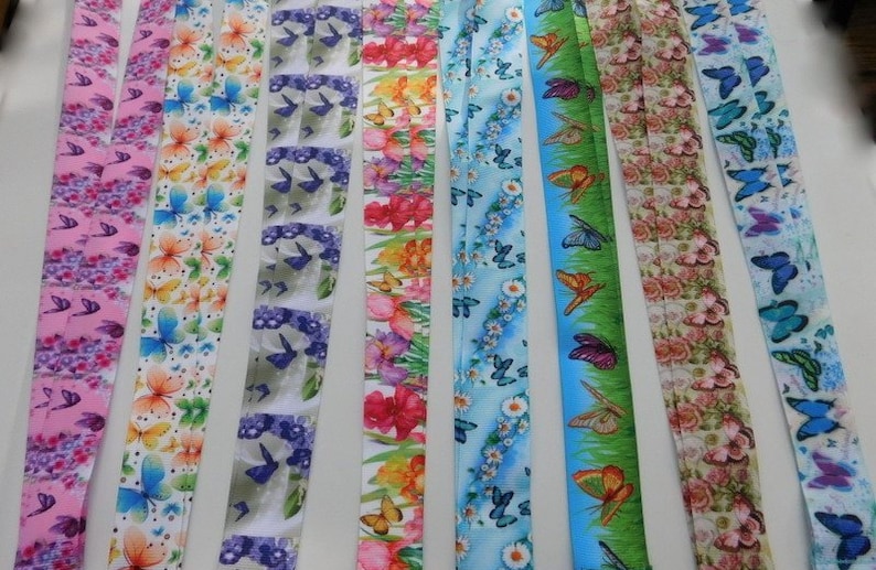 2 Butterfly Ribbons 3 Yards - Butterfly #2 - Grosgrain Ribbon - Your Choice Style - Single ...