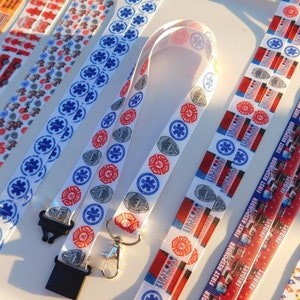 First Responders  - ID Lanyard, Firemen, Policemen, Medical Single Sided Grosgrain Ribbon, Breakaway   Adult Child Size