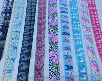 Cinta de grogrén de 3 yardas con diseño de llamas, pandas y amigos, llamas, pandas, jaguares y tigres, ligera, de una sola cara.