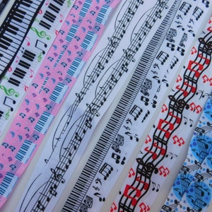 3 mètres - Notes de musique - Ruban gros grain - Style au choix - Simple face 7/8", 1"