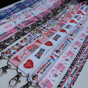 Nurses Ambulance - ID Lanyard, Medical Professional, Lightweight Single Sided Print Grosgrain Ribbon, Breakaway