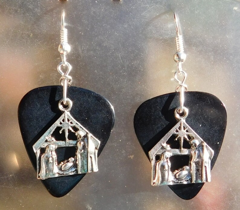 Nativity Scene Earrings Christian Guitar Pick Jewelry Choice Etsy