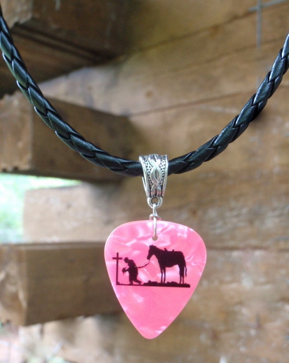 Cowboy Church Necklace Christian Guitar 