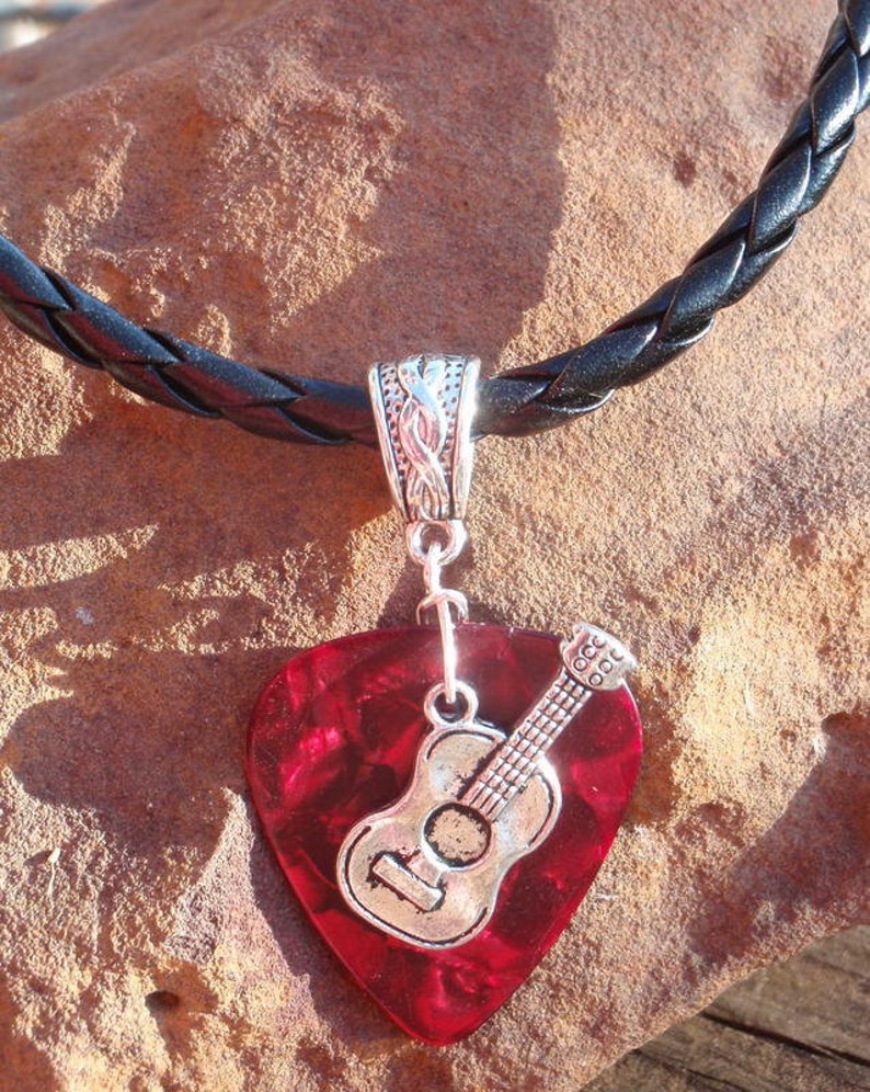 Acoustic Guitar Necklace Braided PU Leather Cord Tibetan Etsy