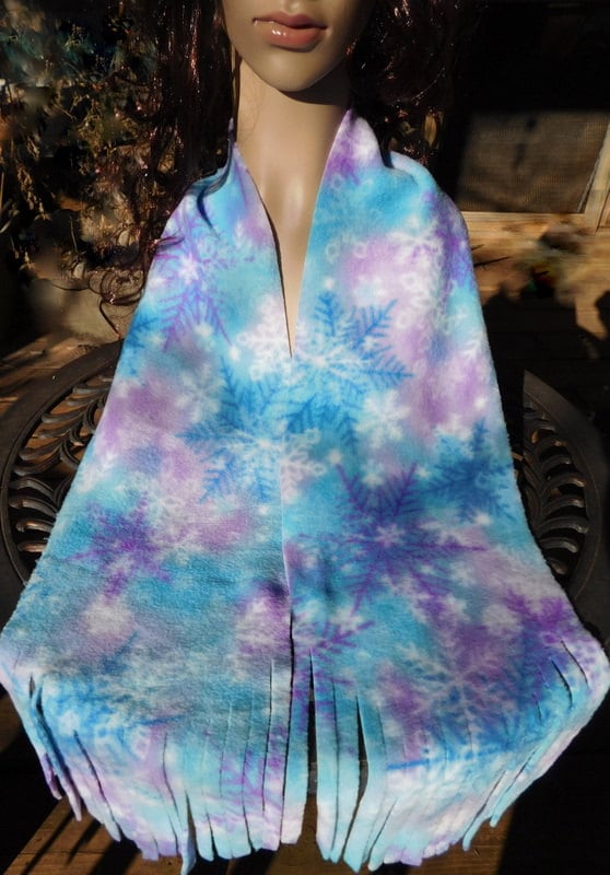 Fleece Scarf Snowflake, Cats, Dogs, Owls, Winter Snowmen Scene Choice - Cowl Neck Warmer - 8" x