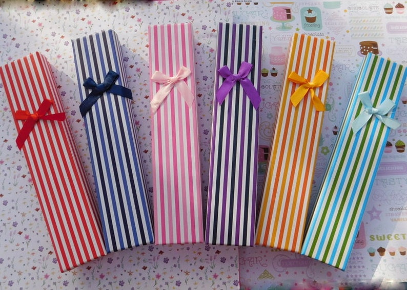 Stripes Necklace Box Choice Blue Green Gold Orange Pink Etsy