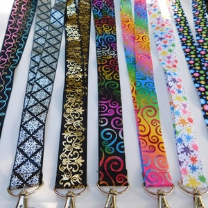 Fancy Foil Mask Lanyard or  - ID Lanyard, Lightweight Single Sided Grosgrain Ribbon, Breakaway, Adult Child Sizes