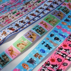 3 Yards - Cute Dogs - Grosgrain Ribbon - Your Choice Style - Single Sided  7/8", 1"