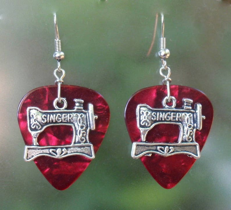 Sewing Machine Earrings Antique Guitar Pick Silver Jewelry - Etsy