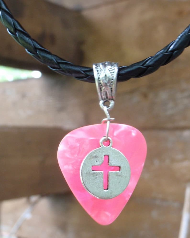 Faith Circle Cross Necklace Christian Guitar Pick Jewelry Etsy