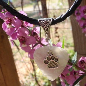 Paw Print Necklace, Animal Lover Guitar Pick Jewelry,Triangle Silver Bail, Custom Color & Size, Gift Pet Lover, Dog, Cat image 3