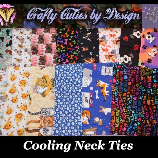 Dogs & Cats #2 Cool Wraps, Cooling Neck Ties, Choice Color - Reusable, Washable - Summer Heat Relief Gel Scarves