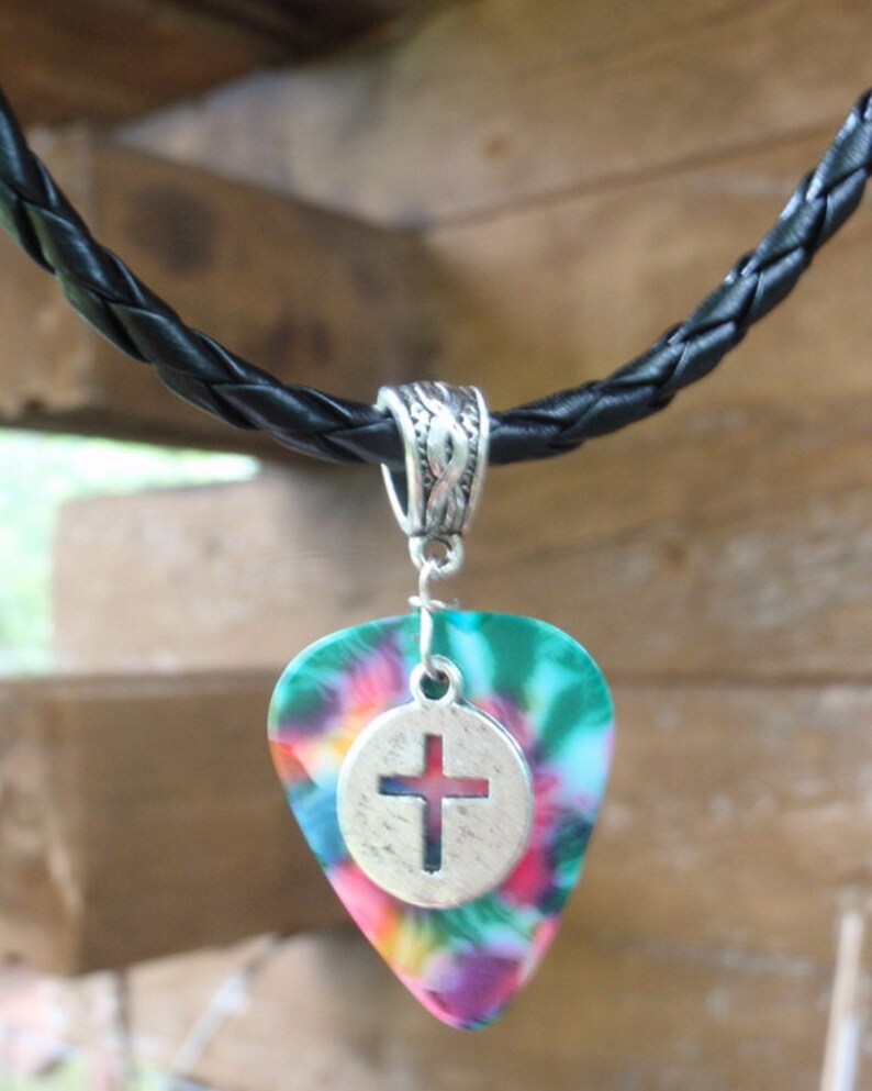 Faith Circle Cross Necklace Christian Guitar Pick Jewelry Etsy