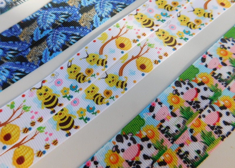 3 Yards - Cute Wildlife 2 Animals - Grosgrain Ribbon - Your Choice ...