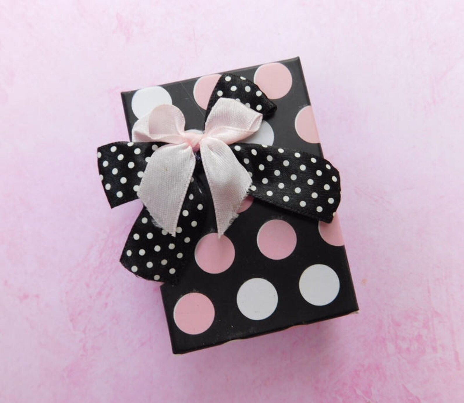 Black Pink Polka Dot Jewelry Box Choice Size Ring 2 Etsy