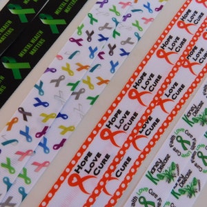 3 Yards - Awareness #5 - Grosgrain Ribbon - Your Choice Style - Single Sided 7/8", 1"