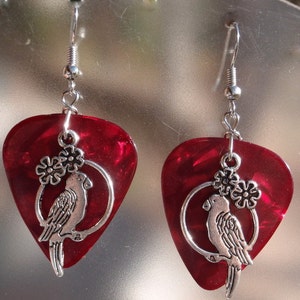 Parrot Earrings,wildlife Guitar Pick Jewelry, Choice 12 Colors, Pierced ...