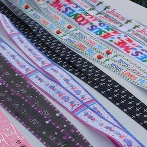 3 yards - croix religieuse, foi espoir amour, Jésus m'aime - ruban gros grain - style de votre choix - simple face 7/8", 1"