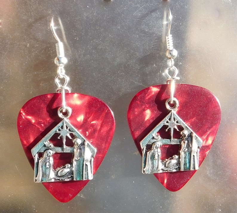 Nativity Scene Earrings Christian Guitar Pick Jewelry Choice Etsy