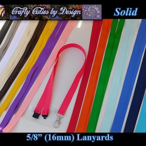 16mm 5/8&quot; Solid Color - Mask Lanyard or ID Lanyard, Lightweight - Double Sided Grosgrain Ribbon, Breakaway Clasp