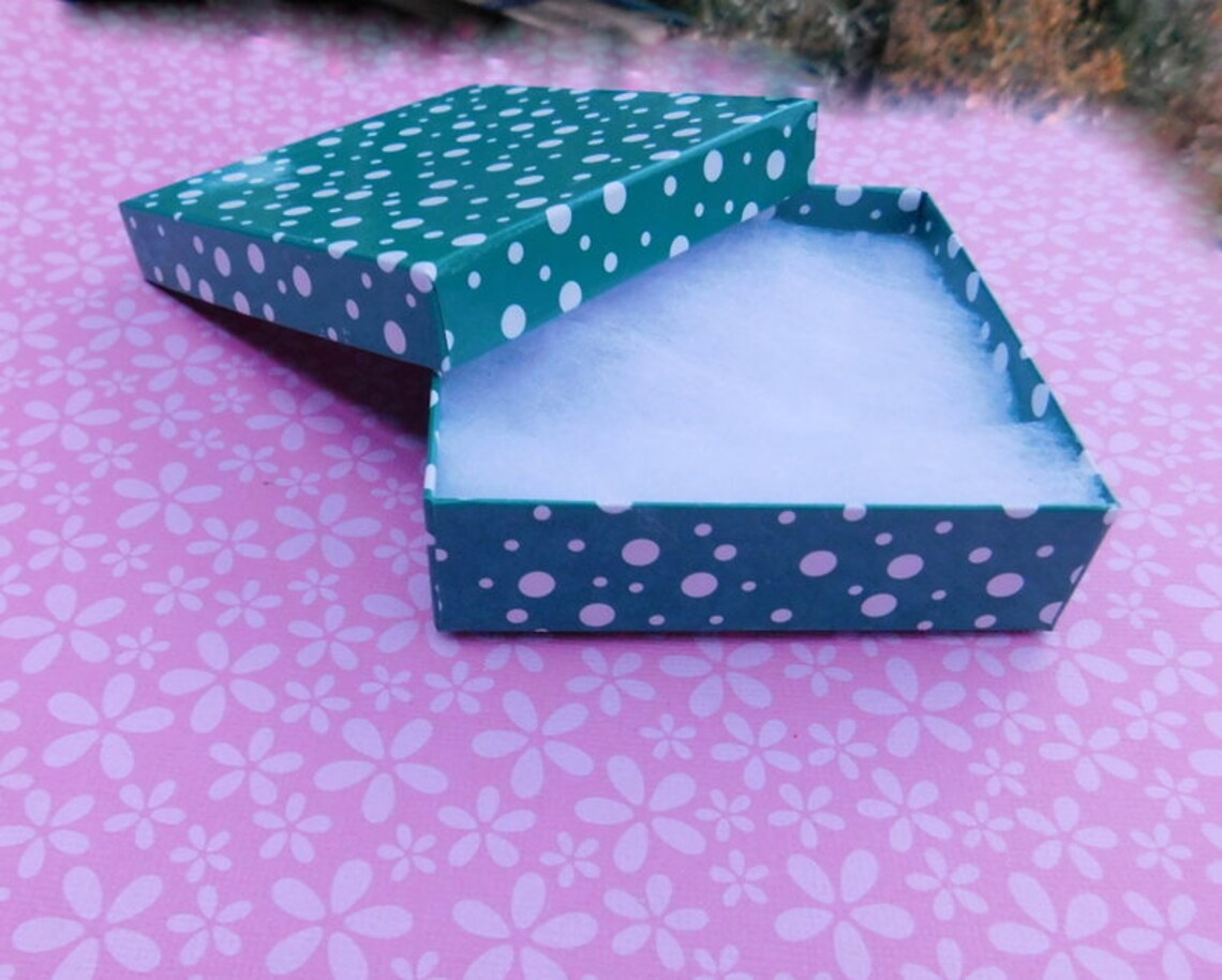 Polka Dot Jewelry Gift Box 3.5 x 3.5 Square Etsy