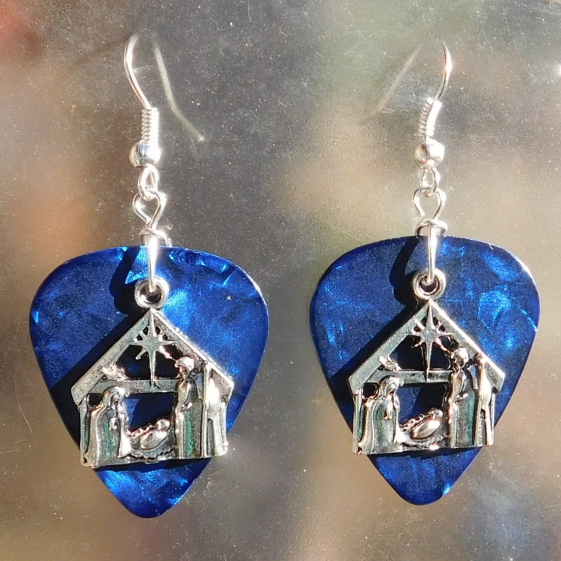 Nativity Scene Earrings Christian Guitar Pick Jewelry Choice Etsy