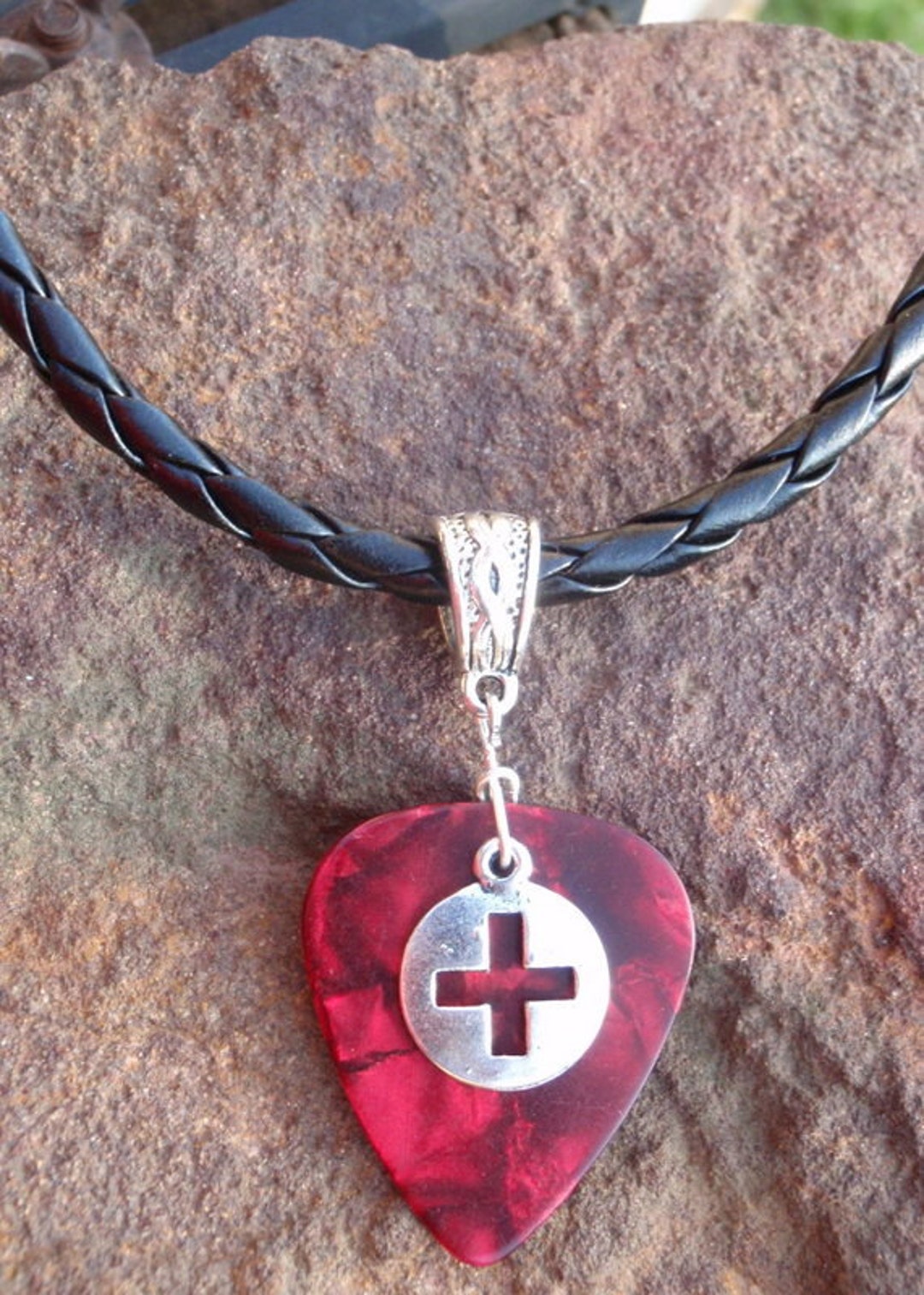 Faith Circle Cross Necklace Christian Guitar Pick Jewelry Etsy