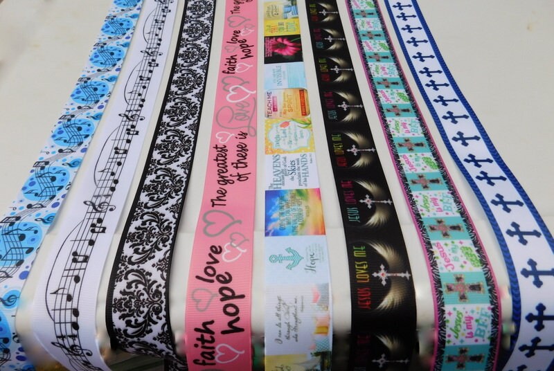 Cinta Grosgrain Jesús Me Ama – Cruz Con Alas, 1 Pulgada Ancho, Diseño Cristiano, Se Vende Por Yardas