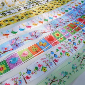 Birds & Bees  - ID Lanyard, Lightweight Single Sided Grosgrain Ribbon, Breakaway, Adult Child