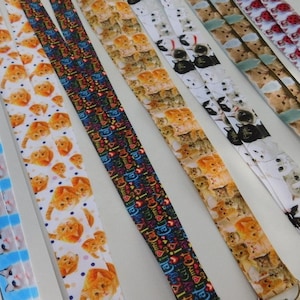 Cats  - ID Lanyard, Lightweight Single Sided Grosgrain Ribbon, Breakaway, Adult Child Sizes