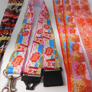 Popcorn & Movies - ID Lanyard - Lightweight Single Sided Grosgrain Ribbon, Breakaway , Adult Child Size