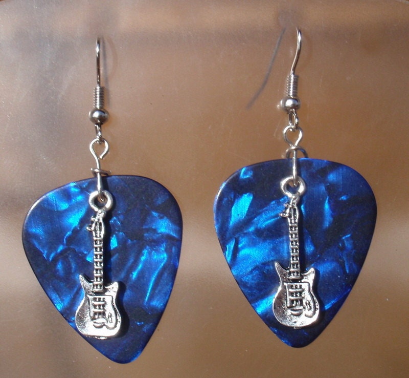 Pierced or Clip On USA Photography Guitar Pick Jewelry Camera Earrings Your Choice of 12 Colors Custom Color /& Style