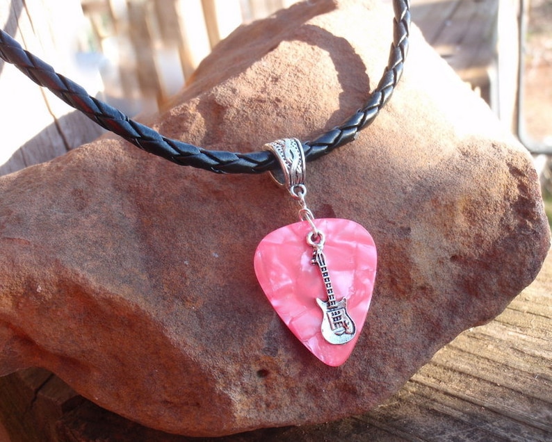 Guitar Pick Necklace Choice 12 Colors Tibetan Silver Braid Etsy