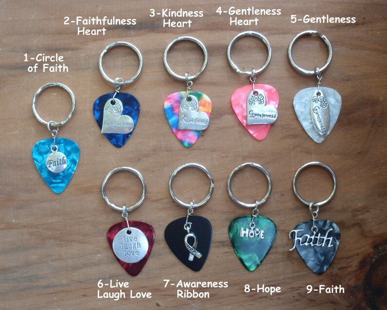 Faith Hope Key Chain 16 Colors Choice Guitar Pick Etsy