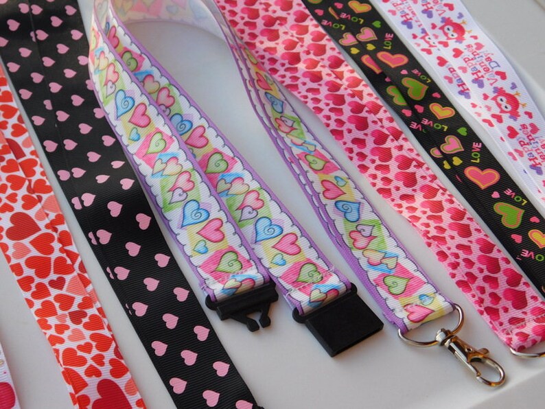 Hearts & Valentines - ID Lanyard, Light Single Sided Print Grosgrain ...