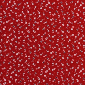Cotton Red Floral Tossed Flowers Small Scale 1930&#39;s Basics Historical Reproduction Depression Era Cotton Fabric Print by the Yard D186.15