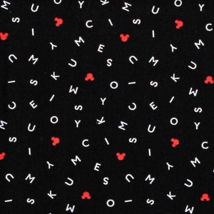 Cotton Mickey Text Toss Mickey Mouse Letters Disney Cartoon Kids Black Cotton Fabric Print by the Yard D465.52 Licensed Springs Creative