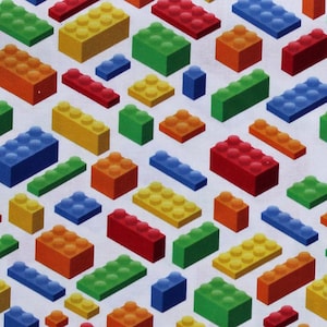 Cotton Building Primary Colors Blocks Construction Toy Bricks White Packed Spaced Multi Kids Games Cotton Fabric Print