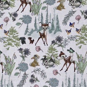 Cotton Bambi and Friends Thumper Animals Disney Characters Kids Fairytale Cotton Fabric Print by the Yard D461.41 Licensed Springs Creative