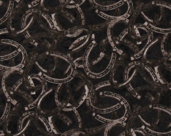 Cotton Horseshoe Toss Horseshoes Western Wild West Cowboys Equestrian Frontier Dark Brown Cotton Fabric Print by the Yard (25186-36) D471.60