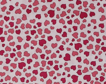 Cotton Hearts Valentine's Day Pink Love Valentine Pink White Cotton Fabric Print by the Yard (D365.26)